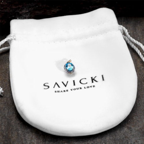 Zawieszka Savicki: dwukolorowe złoto, topaz, diamenty